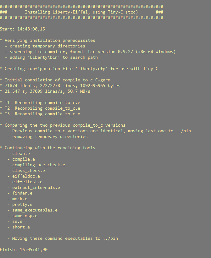 Installation process using Tiny-C